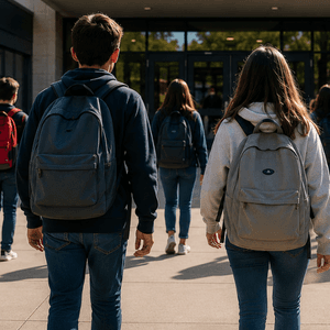 Students arriving at school